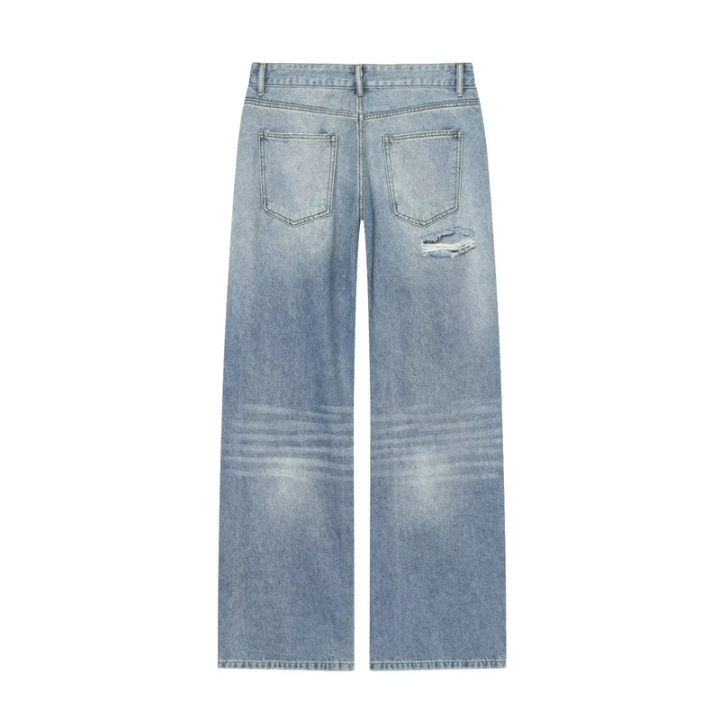 Damen Weite Denim-Jeans mit Glitzerfinish und hoher Taille Drune