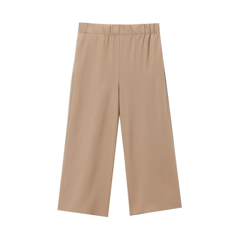 Damen Weite Culotte-Hose mit elastischem Bund und geradem Bein Drune