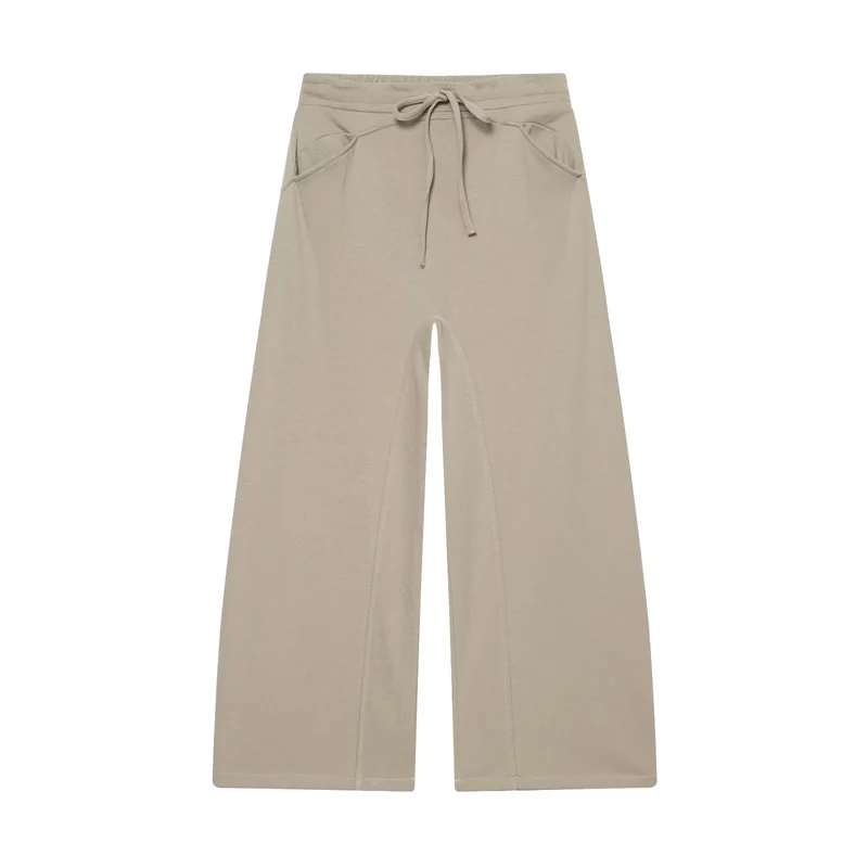 Damen Weite Cropped-Jogger mit Kordelzug, Eingrifftaschen und dekorativer Schrittnaht Drune