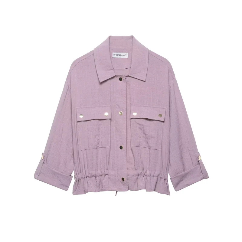 Damen Utility-Overshirt-Jacke mit Kordelzug und aufgesetzten Taschen Drune