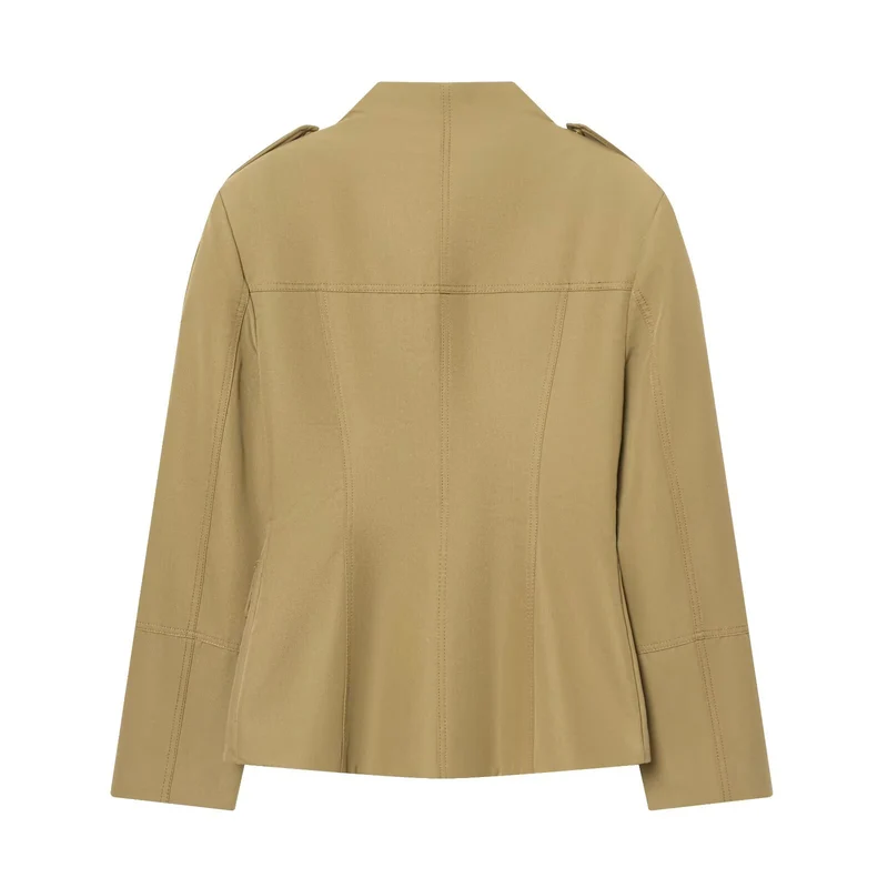 Damen Utility-Jacke mit Stehkragen, Pattentaschen und Schulterklappen Drune