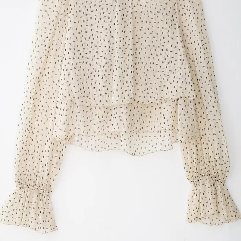 Damen Transparente Chiffonbluse mit Schluppe, Lagenoptik und Ballonärmeln Drune