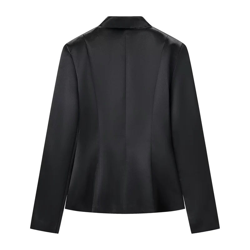 Damen Taillierter Satin-Blazer mit Mandarinkragen und dekorativen Froschverschlüssen Drune