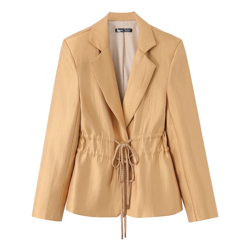 Damen Taillierter Blazer mit Kordelzug und Reverskragen Drune