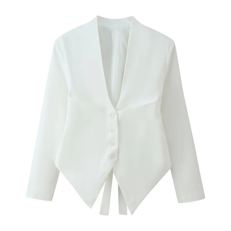 Damen Taillierte Blazerjacke mit Schalkragen, asymmetrischem Zipfelsaum und Knopfverschluss Drune