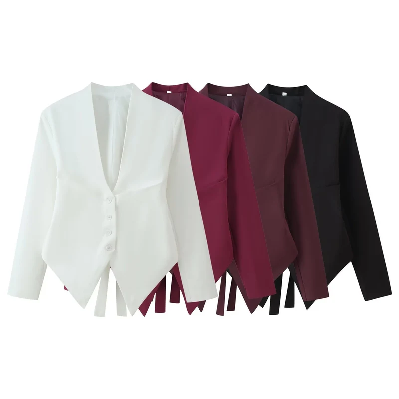 Damen Taillierte Blazerjacke mit Schalkragen, asymmetrischem Zipfelsaum und Knopfverschluss Drune