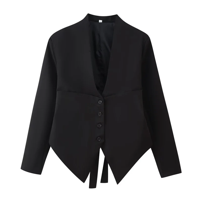 Damen Taillierte Blazerjacke mit Schalkragen, asymmetrischem Zipfelsaum und Knopfverschluss Drune