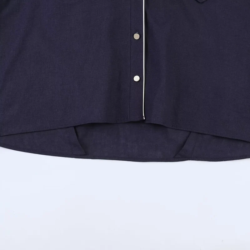 Damen Pyjama-inspirierte Oversize-Hemdbluse mit Kontrastpaspel und Brusttaschen Drune