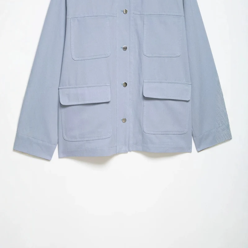 Damen Oversized Utility-Jacke mit Cordkragen und aufgesetzten Taschen Drune