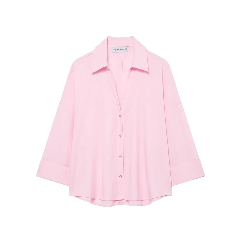 Damen Oversized-Hemdbluse mit kastiger Silhouette, weiten Kimonoärmeln und abgerundetem Saum Drune