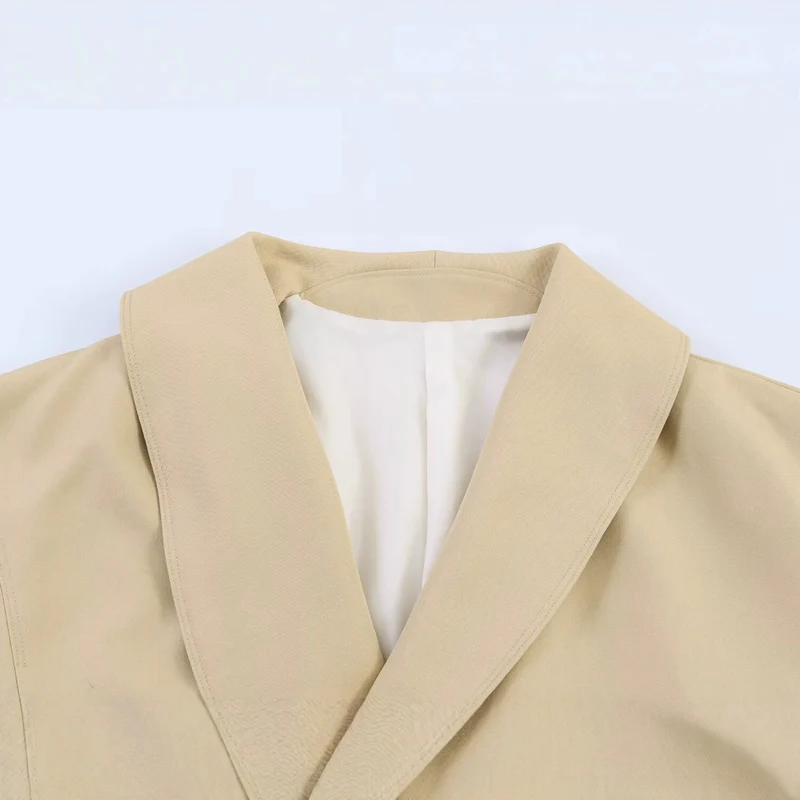 Damen Oversized Cropped-Jacke mit großem Schalkragen, Taillenriegel und Ballonärmeln Drune
