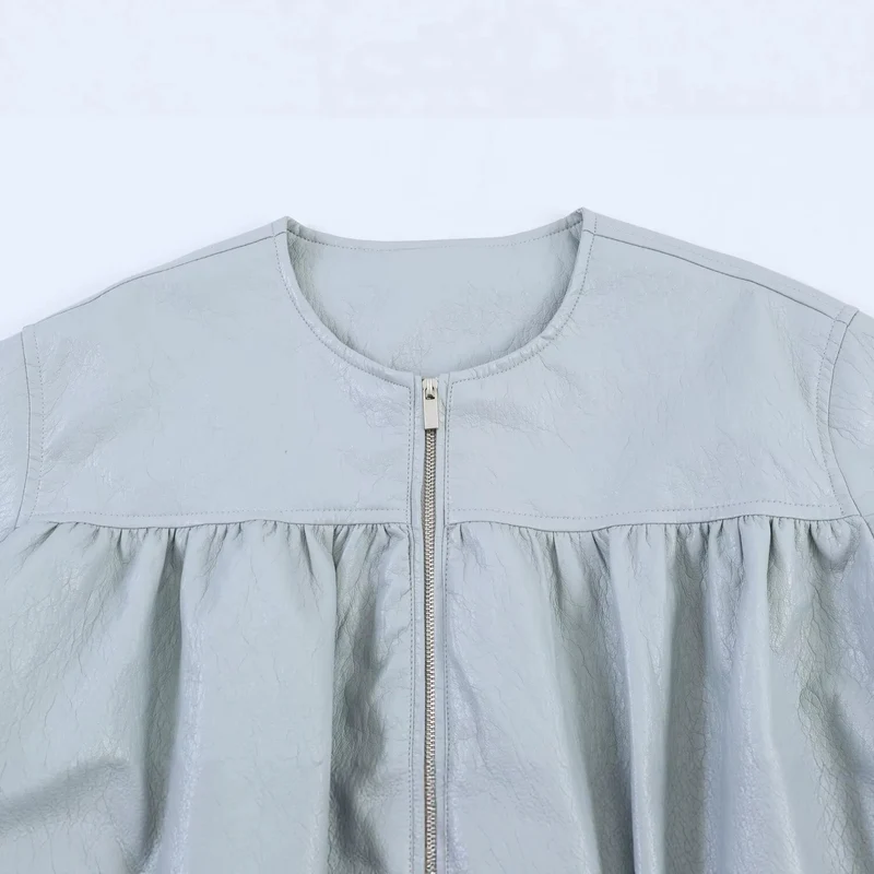 Damen Oversize-Jacke mit Ballonärmeln, Reißverschluss und geraffter Passe Drune
