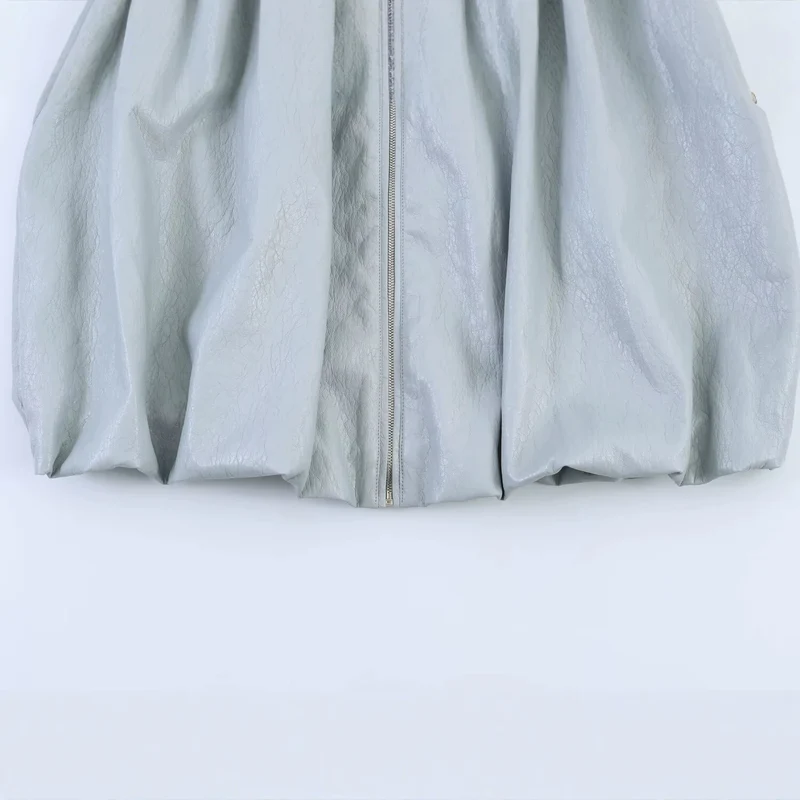 Damen Oversize-Jacke mit Ballonärmeln, Reißverschluss und geraffter Passe Drune