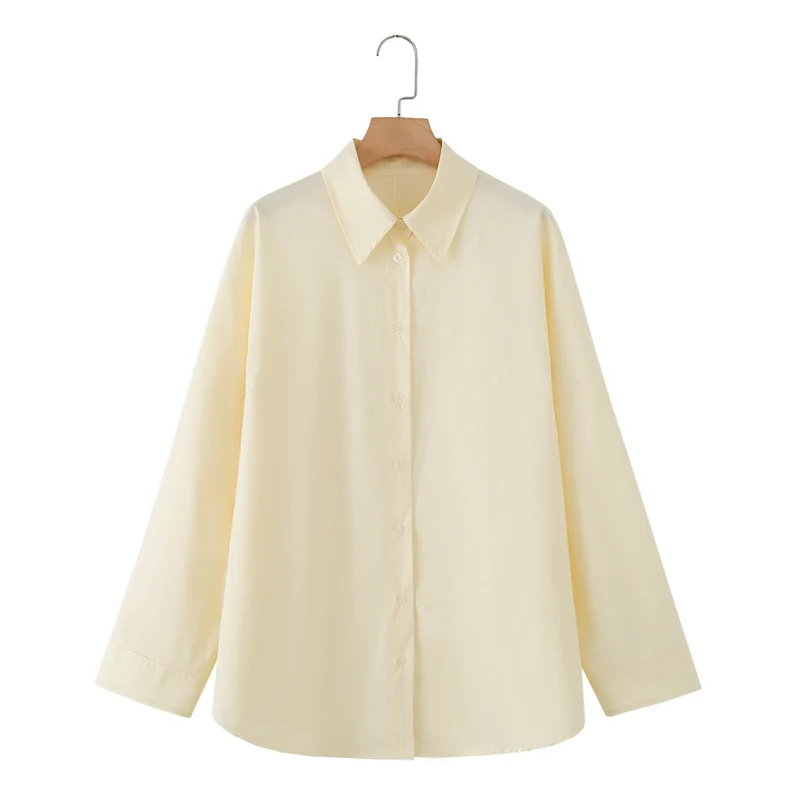 Damen Oversize-Hemdbluse mit Kentkragen und verdeckter Knopfleiste Drune