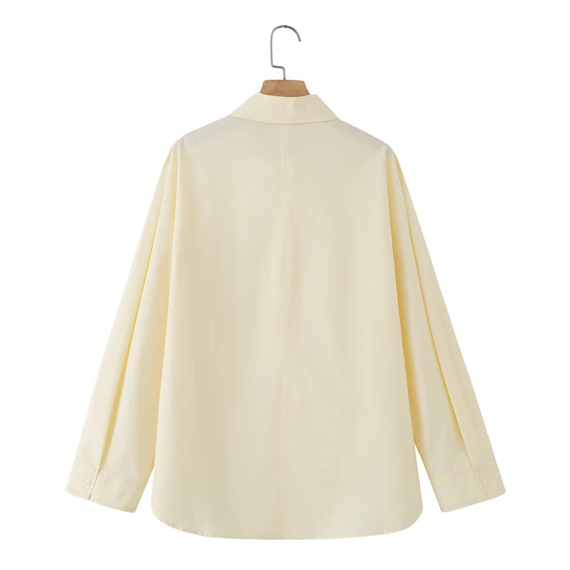 Damen Oversize-Hemdbluse mit Kentkragen und verdeckter Knopfleiste Drune
