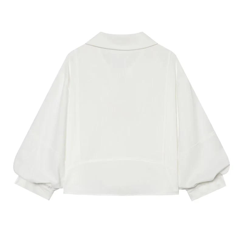 Damen Oversize-Hemdbluse mit Kentkragen, Ballonärmeln und kastiger Silhouette Drune