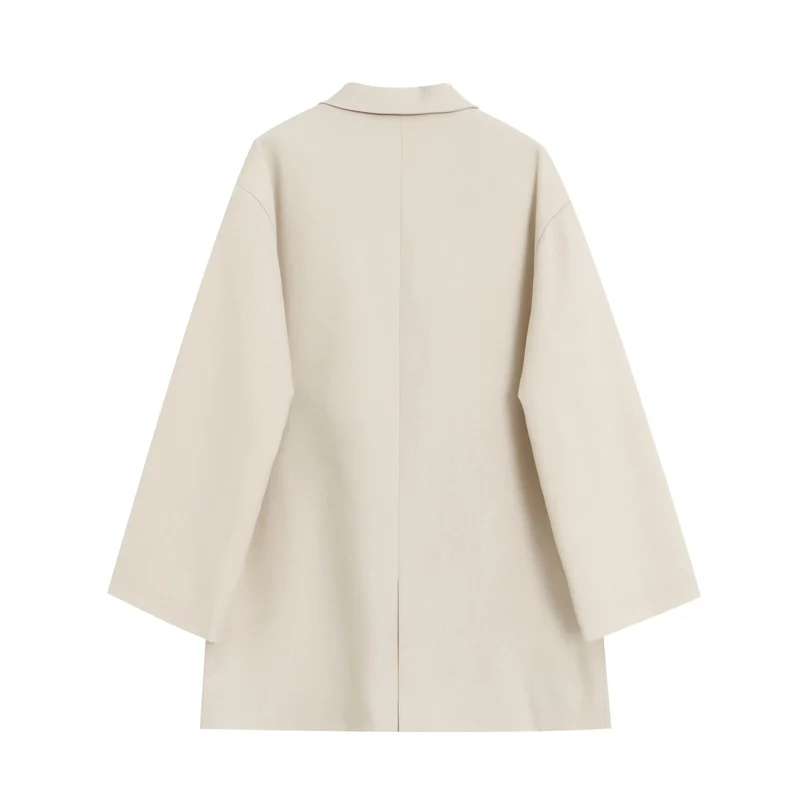 Damen Oversize Doppelreihiger Blazer mit tiefem Revers und Paspeltaschen Drune