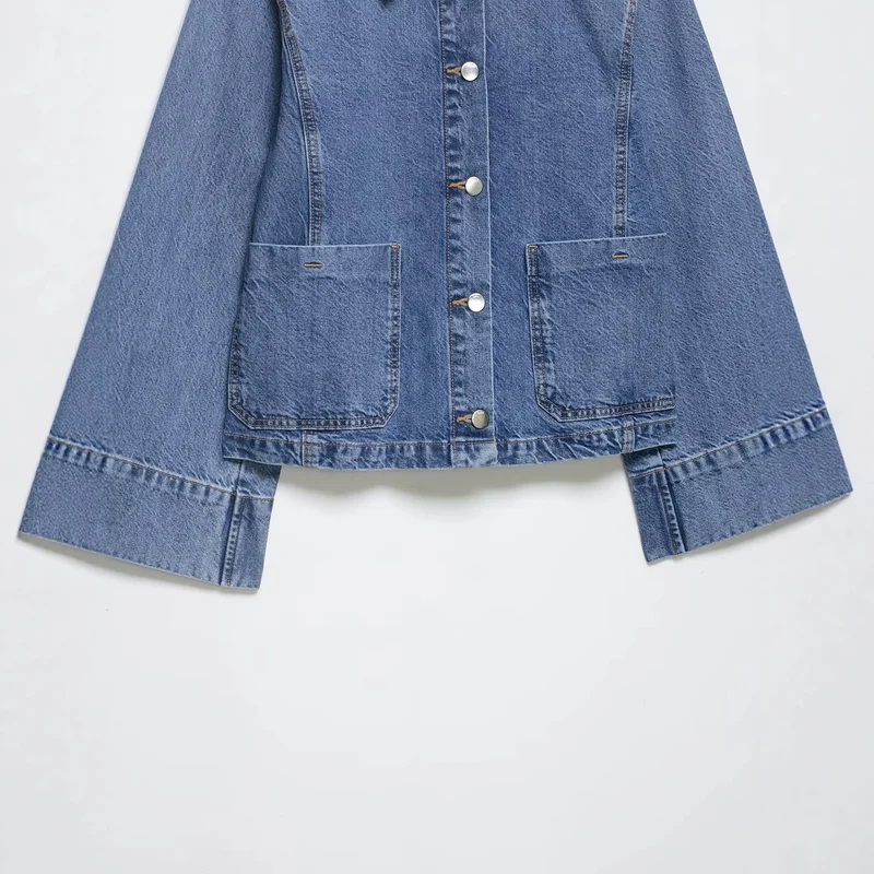 Damen Oversize-Denimjacke im Boxy-Schnitt mit kurzer Silhouette und aufgesetzten Taschen Drune