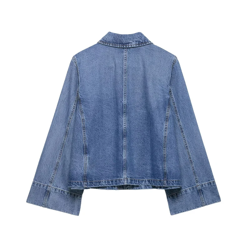Damen Oversize-Denimjacke im Boxy-Schnitt mit kurzer Silhouette und aufgesetzten Taschen Drune