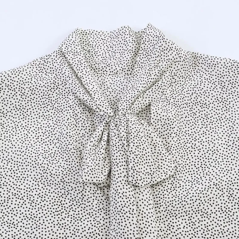 Damen Oversize-Bluse mit Schleifenkragen und Ballonärmeln Drune