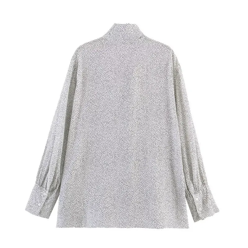 Damen Oversize-Bluse mit Schleifenkragen und Ballonärmeln Drune
