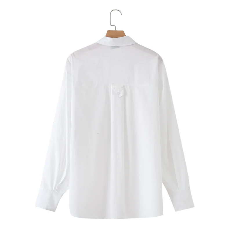 Damen Oversize-Basics-Bluse mit kastiger Silhouette, Hemdkragen und Brusttasche Drune