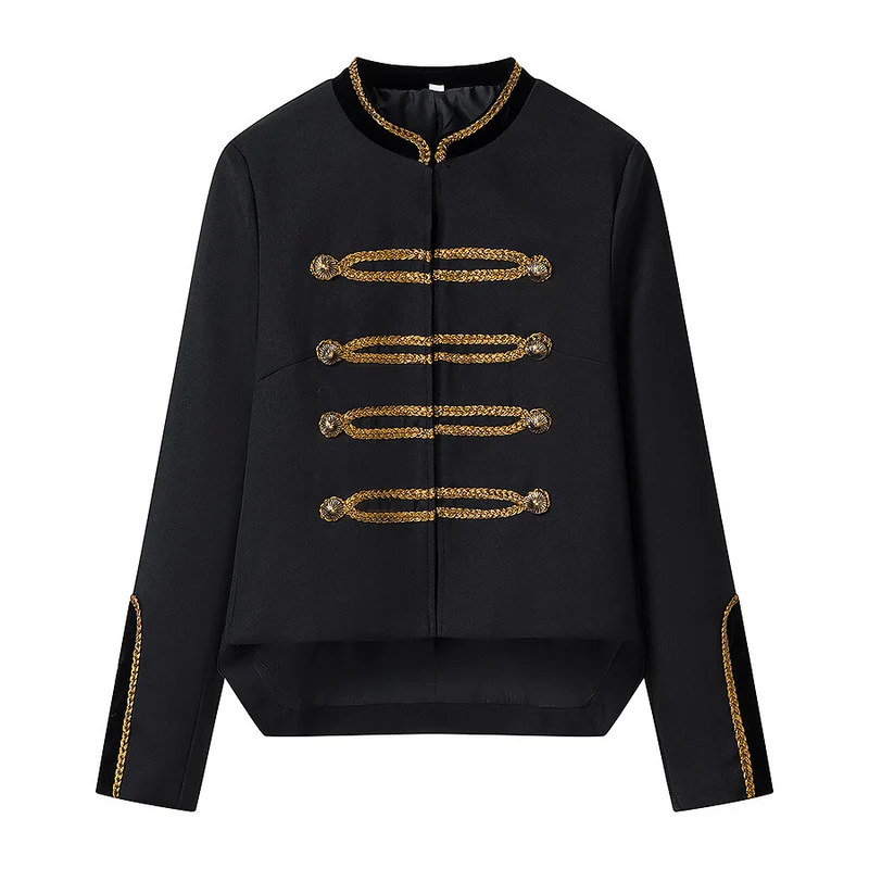 Damen Military-inspirierte Kurzjacke mit goldenen Zierborten Drune