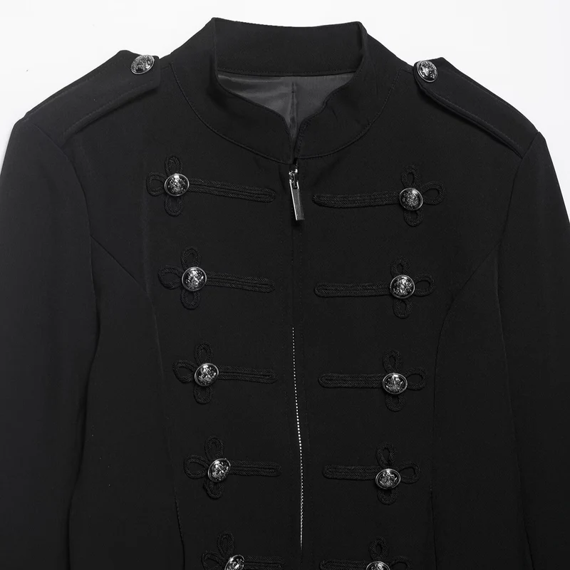 Damen Militärisch inspirierte Kurzjacke mit Stehkragen, Zierkordeln und Schulterklappen Drune