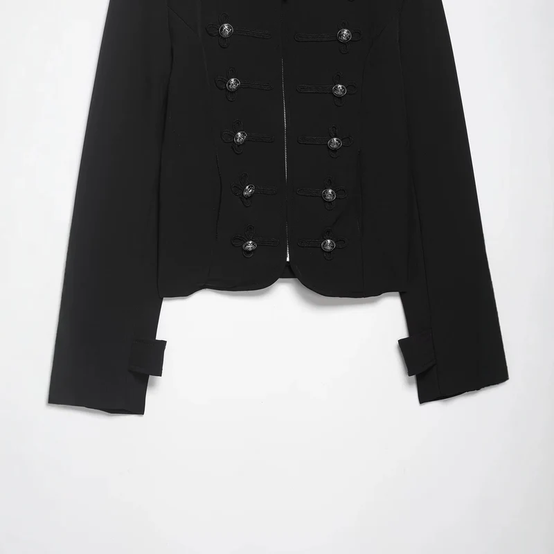 Damen Militärisch inspirierte Kurzjacke mit Stehkragen, Zierkordeln und Schulterklappen Drune