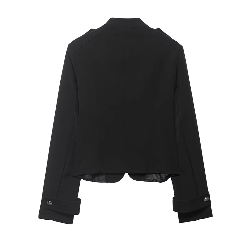 Damen Militärisch inspirierte Kurzjacke mit Stehkragen, Zierkordeln und Schulterklappen Drune