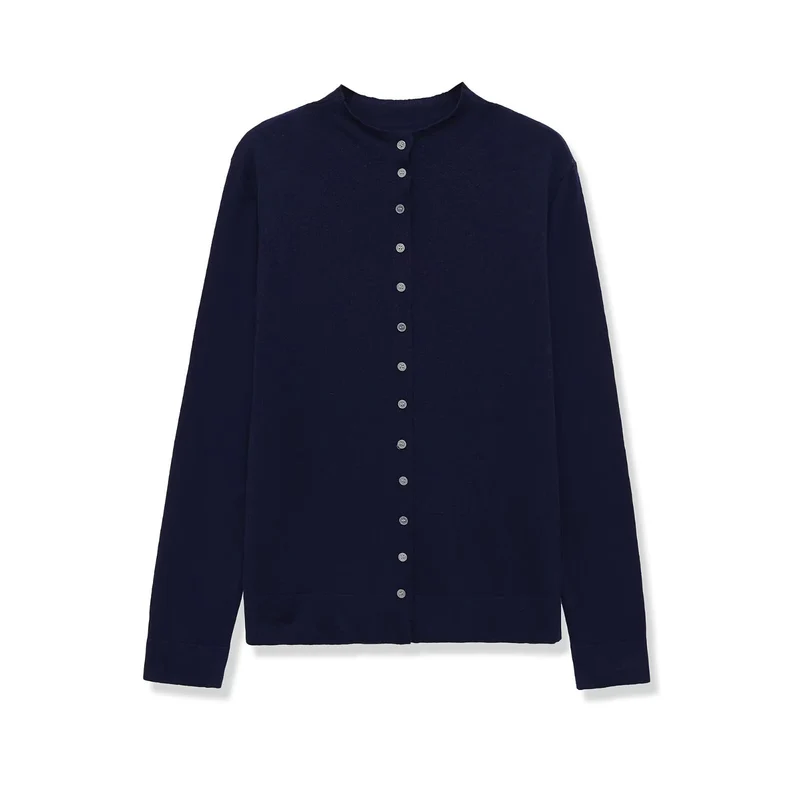 Damen Feinstrick-Cardigan mit Knopfleiste und Rundhalsausschnitt Drune