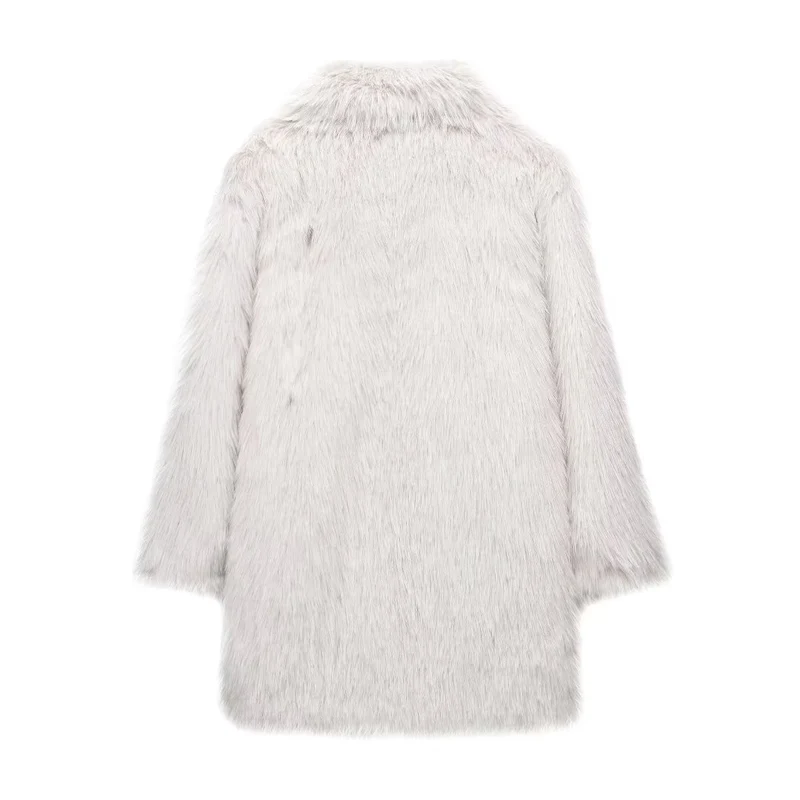 Damen Faux-Fur-Mantel mit Oversize-Schalkragen und langem, taillenfreiem Schnitt Drune
