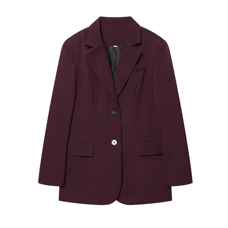 Damen eleganter Longline-Blazer mit taillierten Abnähern und Pattentaschen Drune