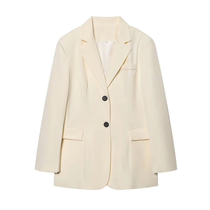 Damen eleganter Longline-Blazer mit taillierten Abnähern und Pattentaschen Drune
