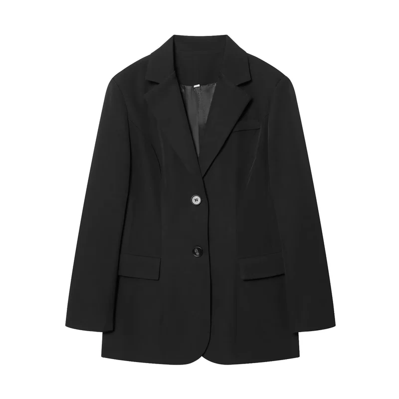 Damen eleganter Longline-Blazer mit taillierten Abnähern und Pattentaschen Drune