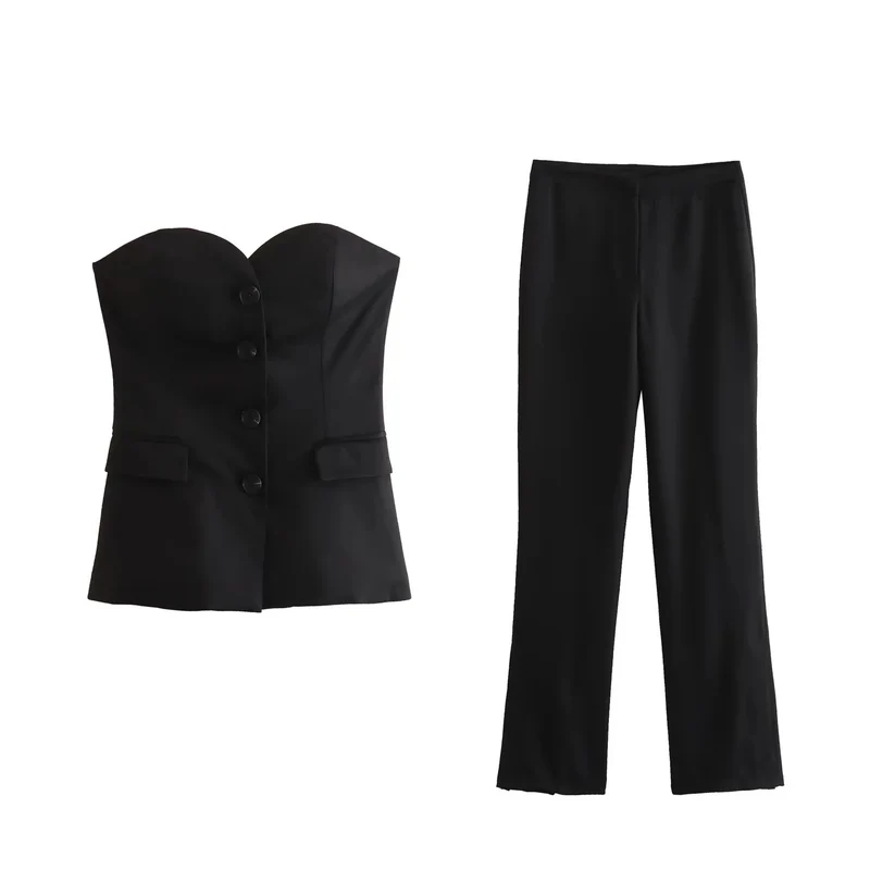 Damen Elegante Stretch-Hose mit geradem Bein und Bügelfalte Drune