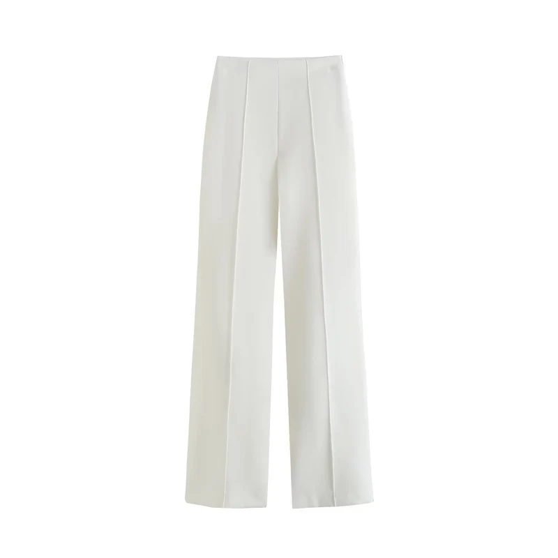 Damen Elegante High‑Waist Palazzo‑Hose mit durchgehender Bügelfalte und Clean‑Finish Drune