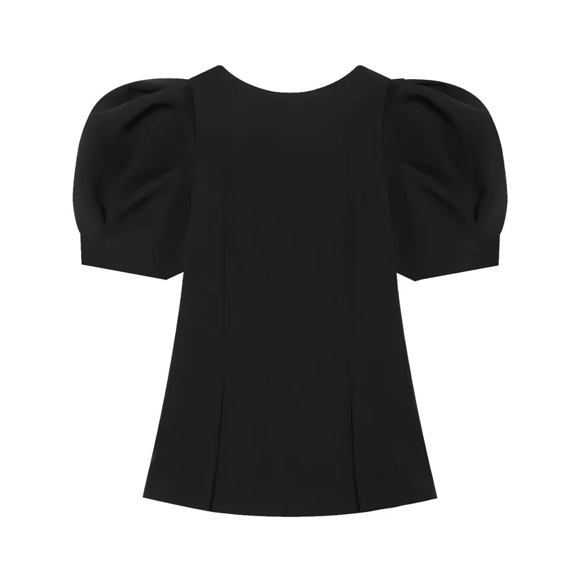 Damen Elegante A-Linien-Bluse mit formgebenden Teilungsnähten und Puffärmeln Drune