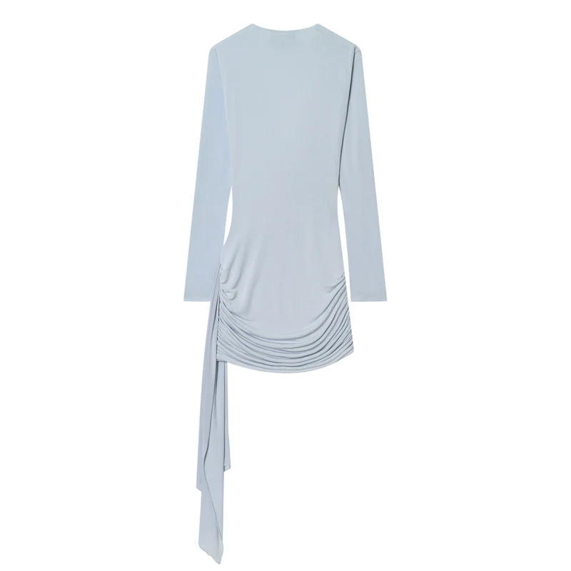 Damen Drapiertes Jersey-Minikleid mit tiefem Wasserfall-Ausschnitt und seitlicher Kordel Drune