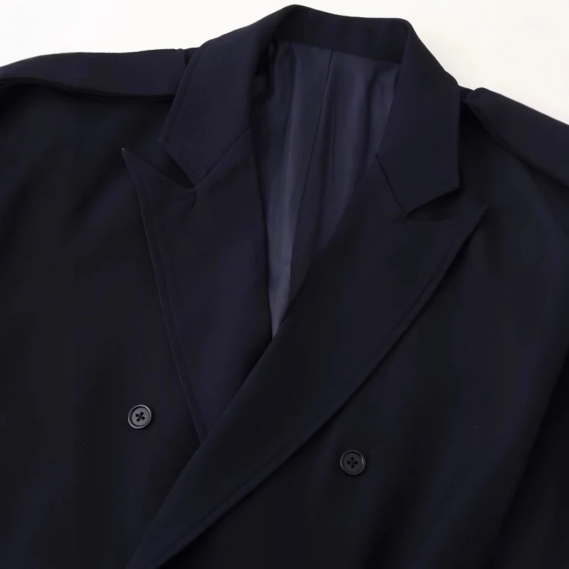 Damen Doppelreihiger Oversize-Blazer-Mantel mit Epauletten und großen Klappentaschen Drune