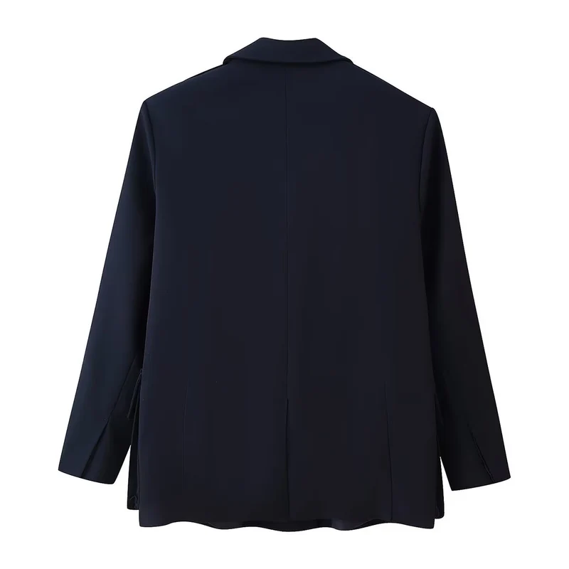 Damen Doppelreihiger Oversize-Blazer-Mantel mit Epauletten und großen Klappentaschen Drune