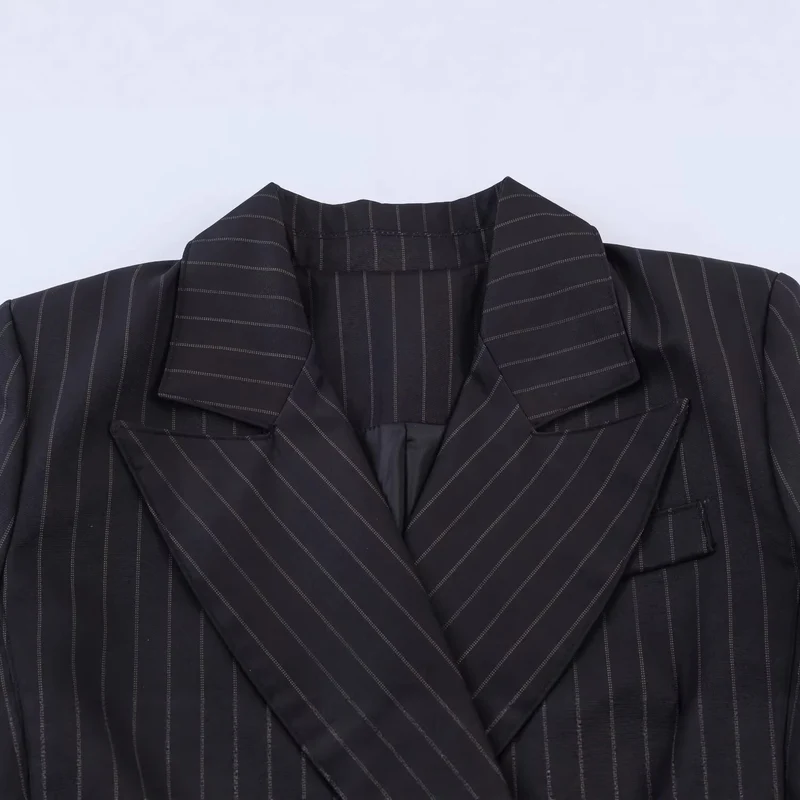 Damen Doppelreihiger Nadelstreifen-Blazer mit taillierter Silhouette Drune