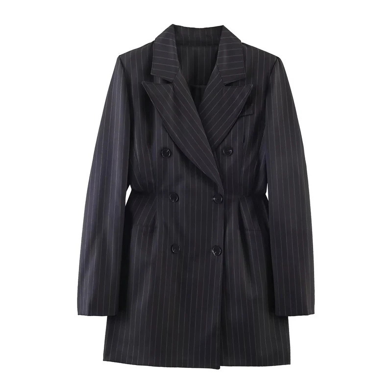 Damen Doppelreihiger Nadelstreifen-Blazer mit taillierter Silhouette Drune