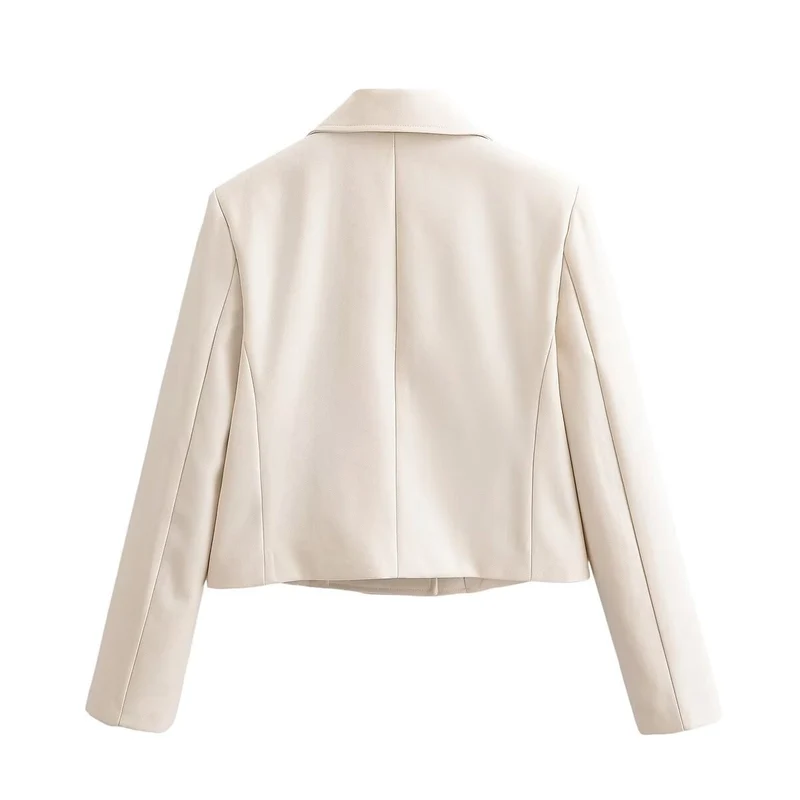 Damen Cropped Doppelreihiger Blazer mit weitem Revers und taillierter Schnittführung Drune