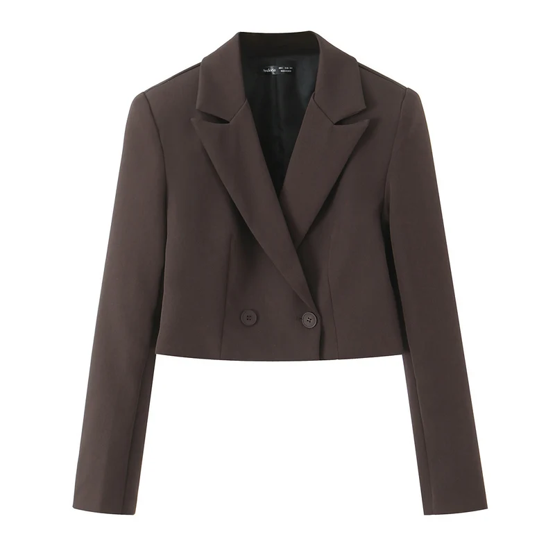 Damen Cropped-Blazer mit Doppelknopf, tailliertem Schnitt und schmalem Revers Drune