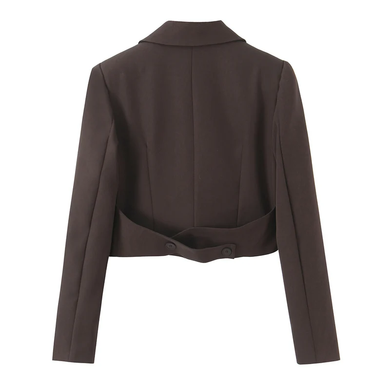 Damen Cropped-Blazer mit Doppelknopf, tailliertem Schnitt und schmalem Revers Drune