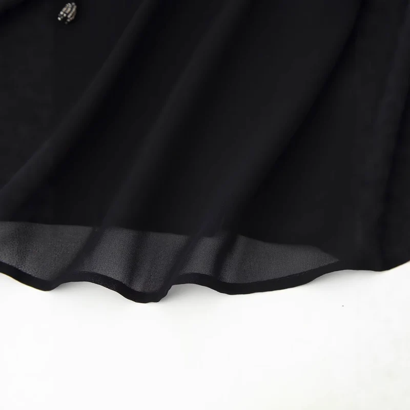 Damen Chiffonbluse mit Paillettenbesatz, Ballonärmeln und Bindekragen Drune