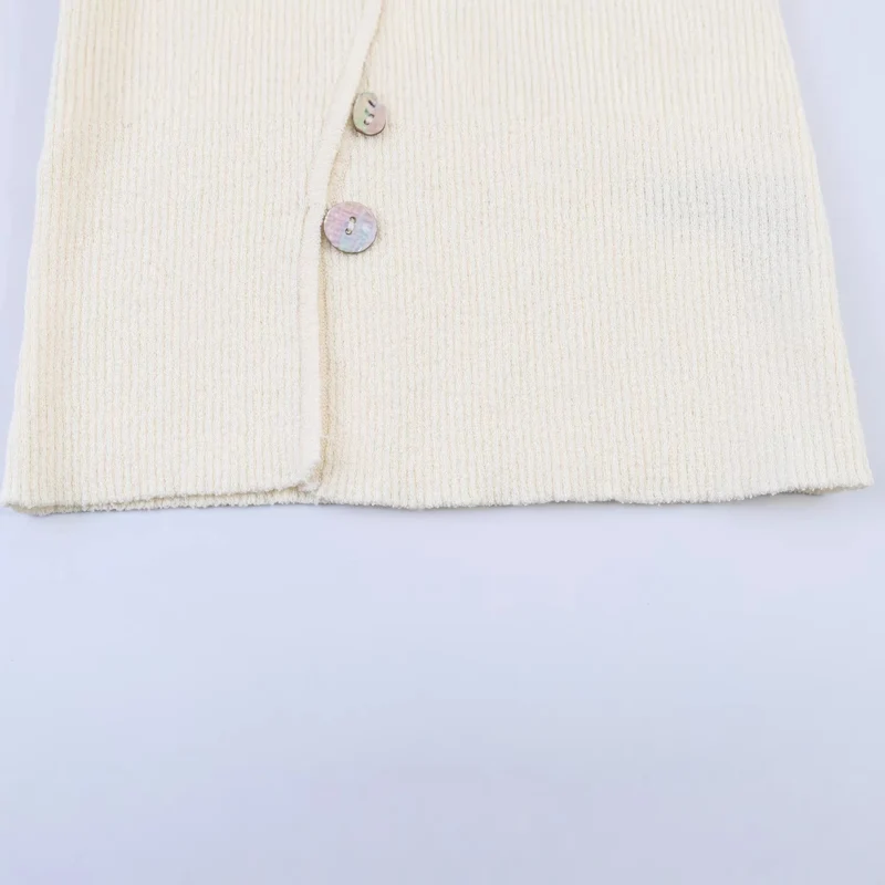 Damen Asymmetrischer Feinstrick-Cardigan mit Perlmuttknöpfen und gerippter Struktur Drune