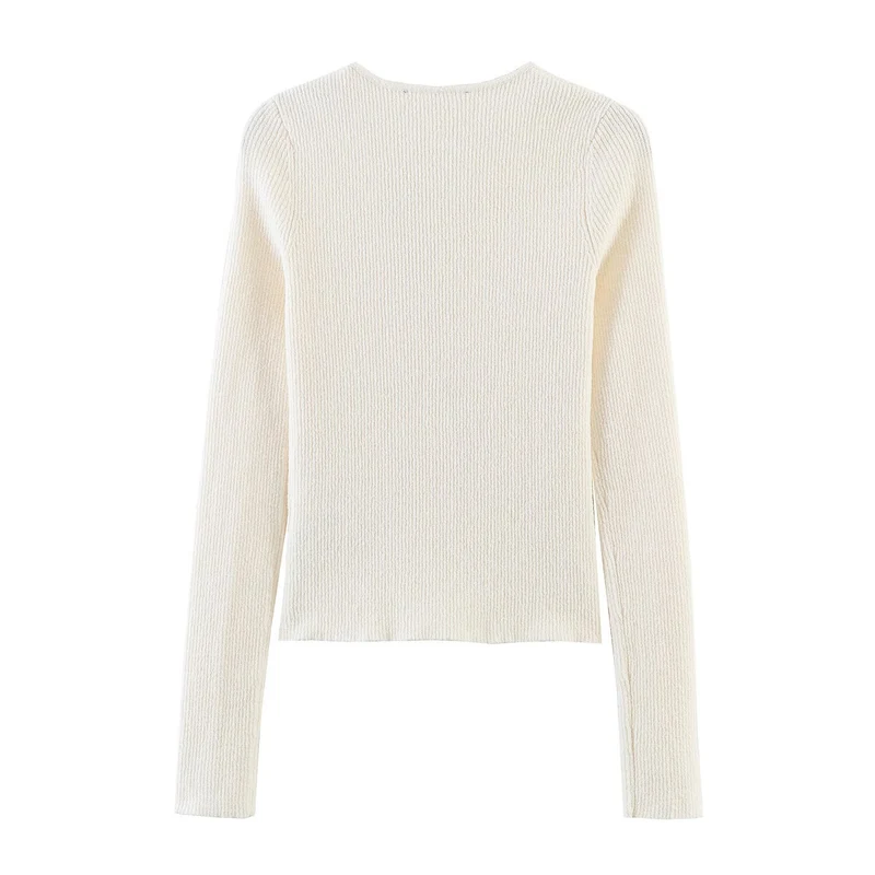 Damen Asymmetrischer Feinstrick-Cardigan mit Perlmuttknöpfen und gerippter Struktur Drune