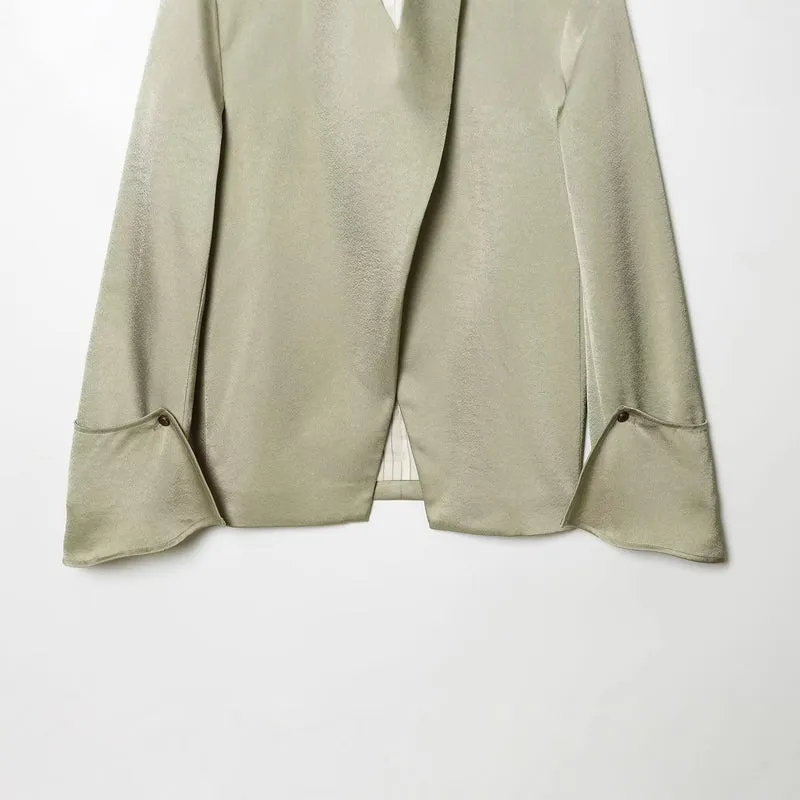 Damen Asymmetrischer Cape-Mantel mit Stehkragen und Zierknopfleiste Drune